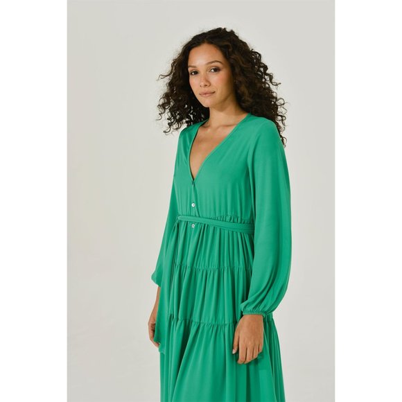 Maxi Dress | Button Up Maxi Dress | Long Sleeve | Green | NWT - Picture 5 of 8